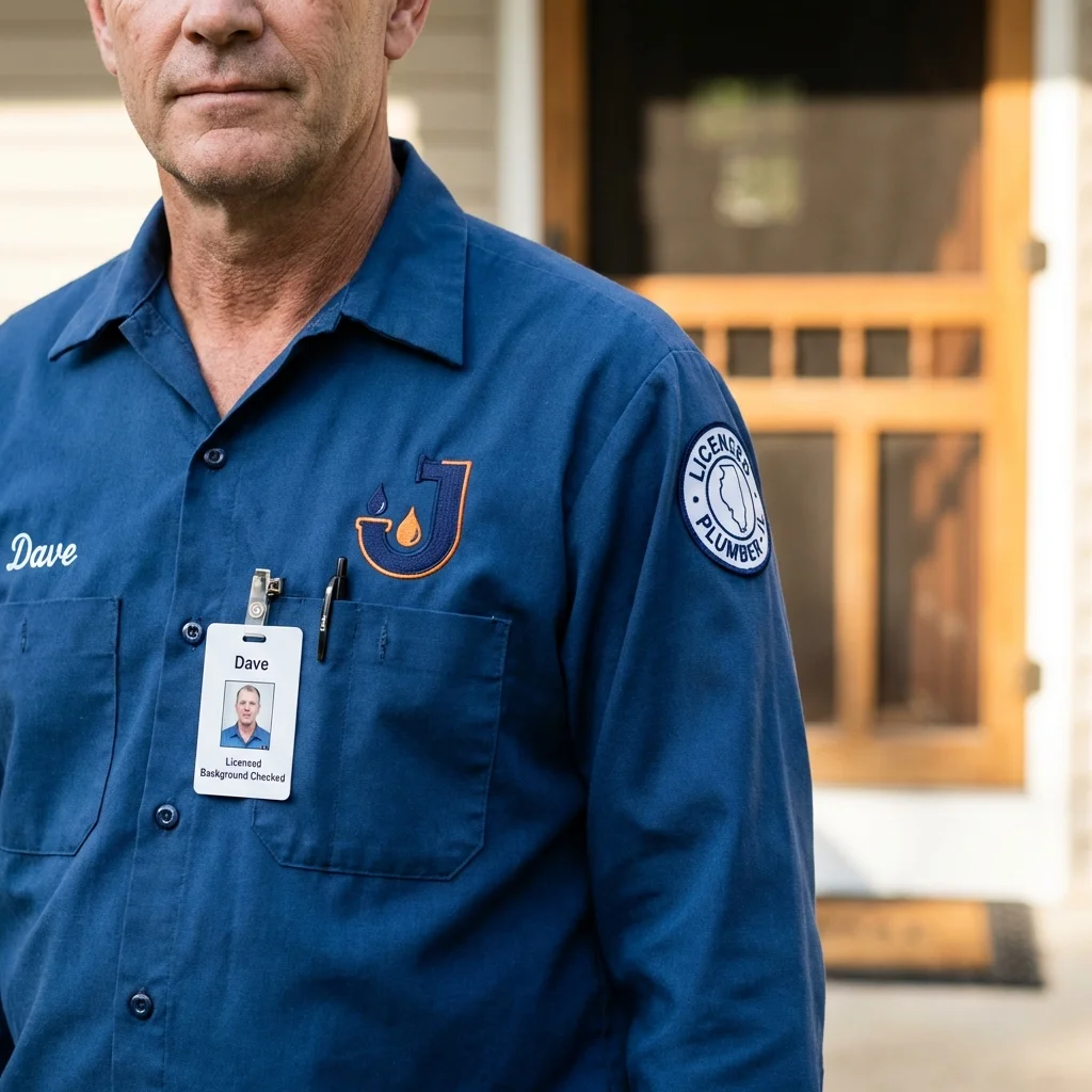 Licensed plumber showing ID badge in Elizabethton, TN