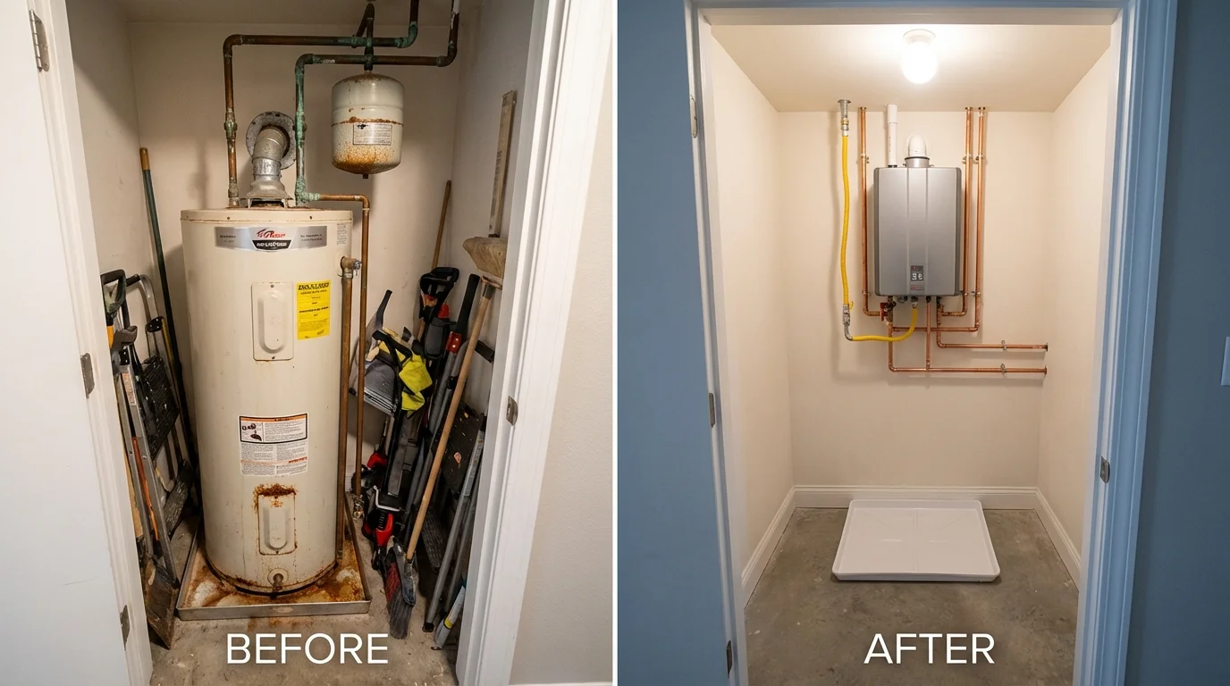 Tank water heater versus wall-mounted tankless unit comparison for Elizabethton, TN homeowners